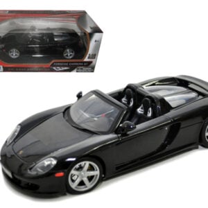 Porsche Carrera GT Convertible Black with Black Interior 1/18 Diecast Model Car by Motormax  by Diecast Mania