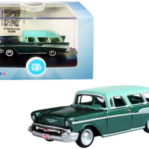 1957 Chevrolet Nomad Highland Green Metallic with Surf Green Top 1/87 (HO) Scale Diecast Model Car by Oxford Diecast  by Diecast Mania
