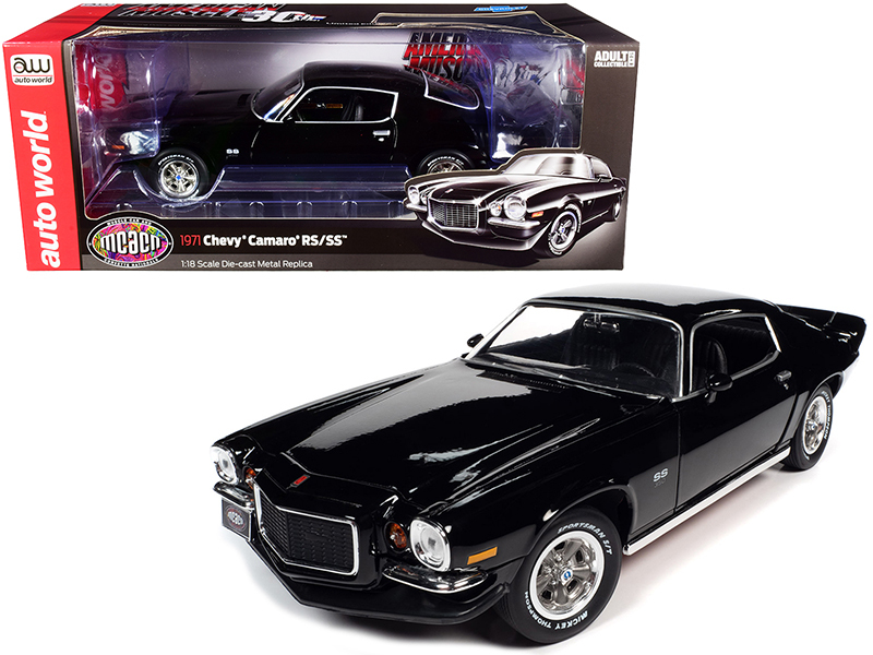 1971 Chevrolet Camaro RS/SS Tuxedo Black "Muscle Car & Corvette Nationals" (MCACN) "American Muscle 30th Anniversary" 1/18 Diecast Model Car by Autoworld Automotive