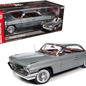 1961 Pontiac Catalina Hardtop Richmond Gray Metallic with Red Interior "American Muscle 30th Anniversary" (1991-2021) 1/18 Diecast Model Car by Auto World by Diecast Mania