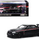 Nissan Skyline GT-R (R34) Nismo R-Tune RHD (Right Hand Drive) Black Pearl with Stripes and Graphics 1/64 Diecast Model Car by Inno Models