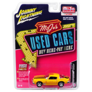 1977 Chevrolet Camaro Weathered Yellow with Black Stripes "Used Cars" Series Limited Edition to 2400 pieces Worldwide 1/64 Diecast Model Car by Johnny Lightning  by Diecast Mania