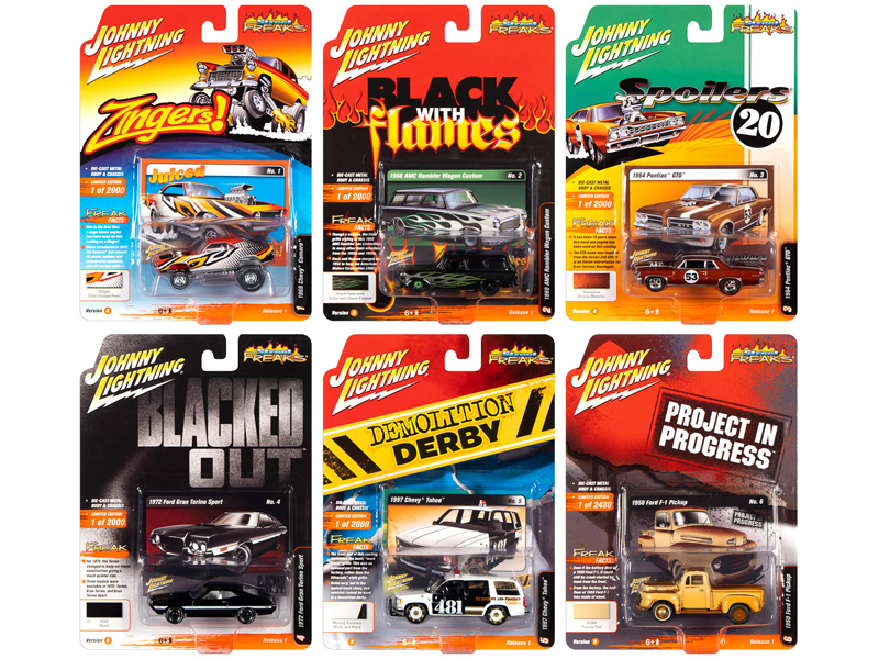 "Street Freaks" 2020 Set B of 6 Cars Release 1 1/64 Diecast Models by Johnny Lightning Automotive