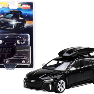 Audi RS 6 Avant with Roof Box Mythos Black Metallic Limited Edition to 2400 pieces Worldwide 1/64 Diecast Model Car by True Scale Miniatures  by Diecast Mania