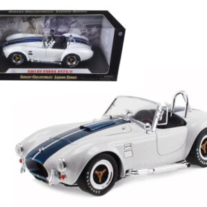 1965 Shelby Cobra 427 S/C White with Blue Stripes 1/18 Diecast Model Car by Shelby Collectibles Sports Car Racing Collectibles by Diecast Mania
