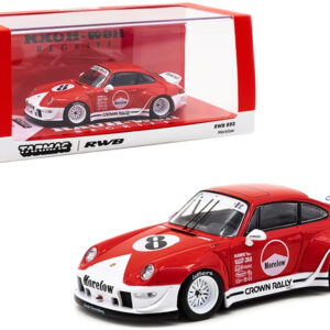 Porsche RWB 993 #8 "Morelow" Red and White "RAUH-Welt BEGRIFF" 1/43 Diecast Model Car by Tarmac Works  by Diecast Mania