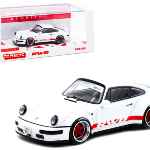 Porsche RWB 964 White with Red Stripes Special Edition "RAUH-Welt BEGRIFF" 1/64 Diecast Model Car by Tarmac Works  by Diecast Mania