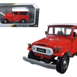 Toyota FJ40 Red with White Top 1/24 Diecast Model Car by Motormax  by Diecast Mania