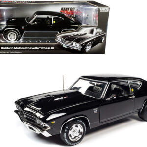 1969 Chevrolet Chevelle SS 427 Phase III Hardtop Baldwin Motion Tuxedo Black "American Muscle 30th Anniversary" (1991-2021) 1/18 Diecast Model Car by Auto World  by Diecast Mania