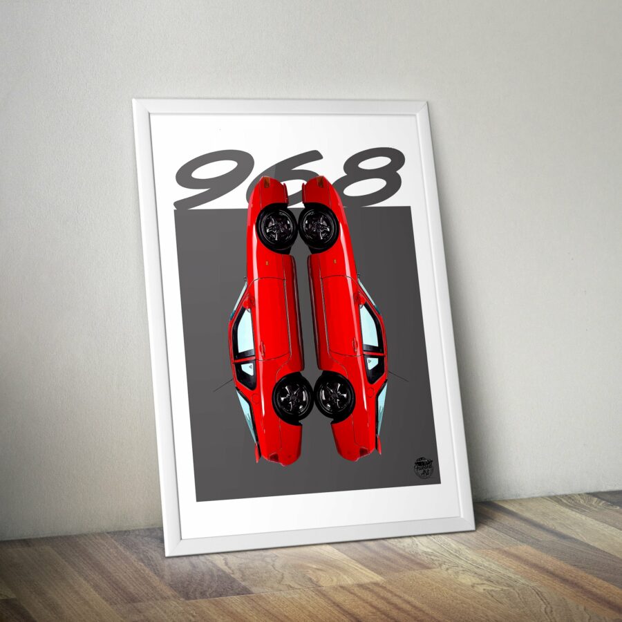 Porsche 968 Print - Various Sizes. Porsche 968 wall art, Classic car poster, Porsche 968 artwork, Classic Porsche gifts decor Vintage