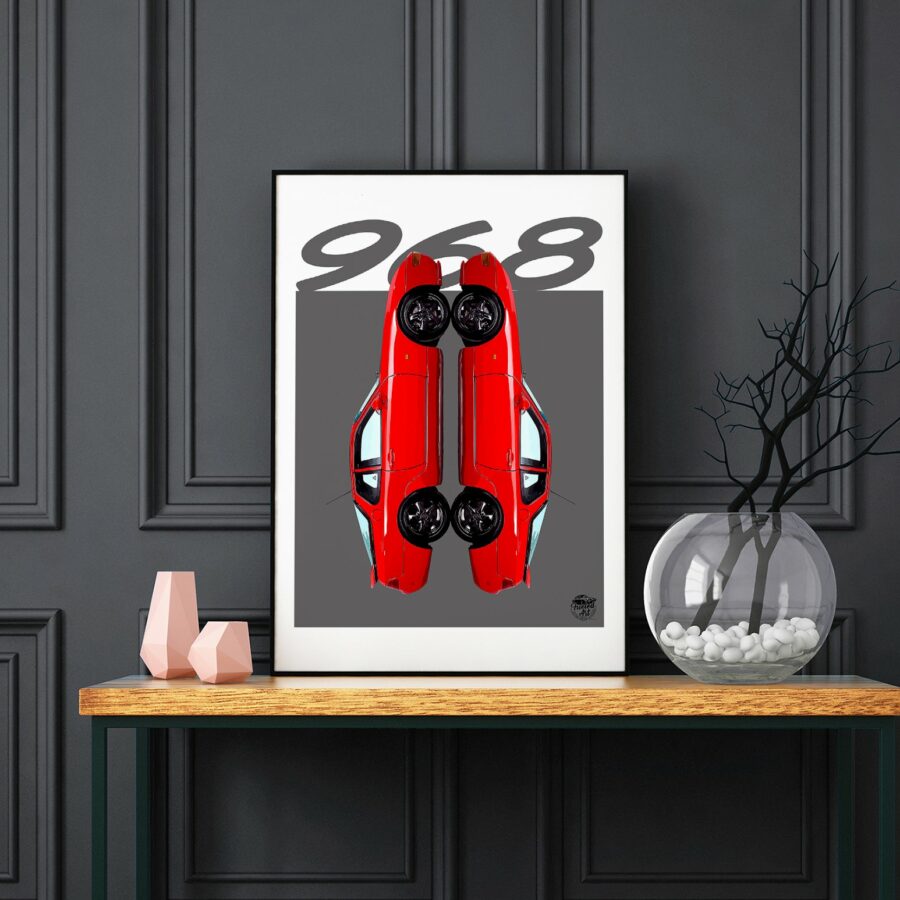 Porsche 968 Print - Various Sizes. Porsche 968 wall art, Classic car poster, Porsche 968 artwork, Classic Porsche gifts decor Vintage