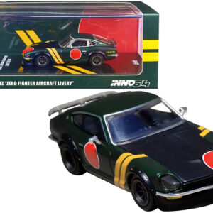 Datsun 240Z "Zero Fighter Aircraft Livery" Matt Green with Yellow Stripes and Graphics 1/64 Diecast Model Car by Inno Models  by Diecast Mania