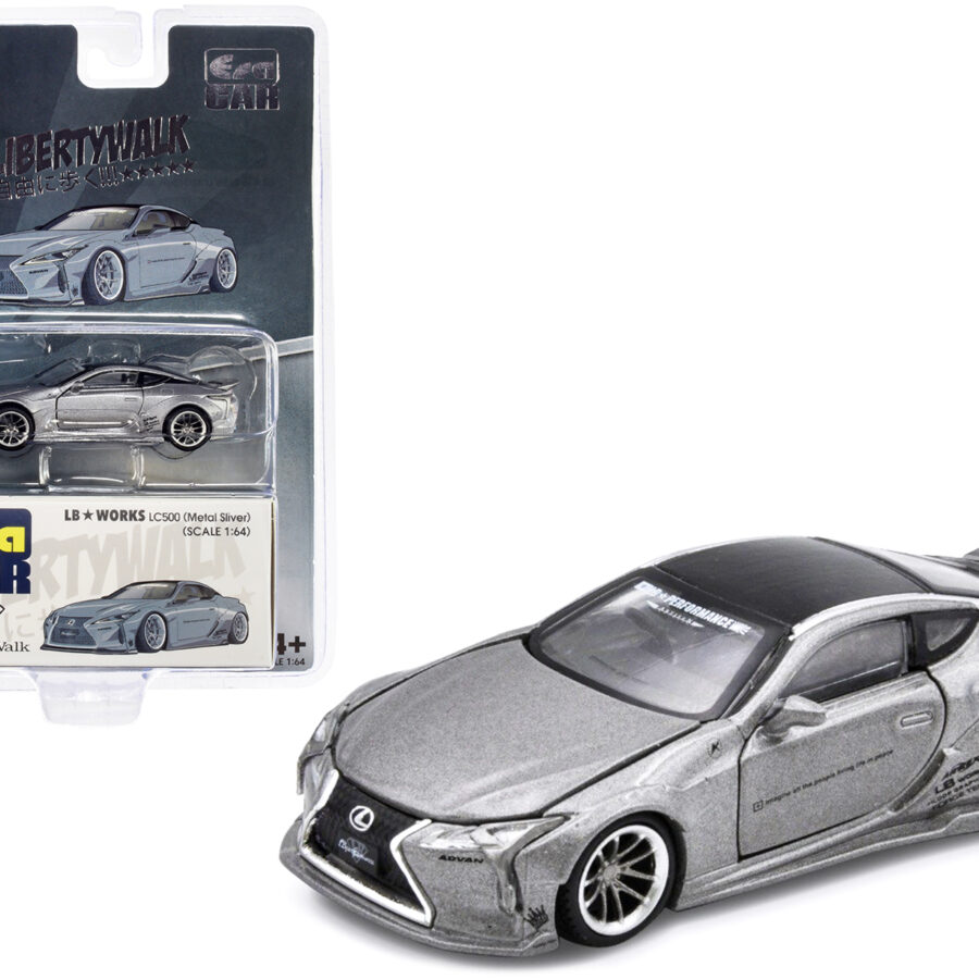 Lexus LC500 LB Works RHD (Right Hand Drive) Silver Metallic with Black Top and Graphics Limited Edition to 1200 pieces 1/64 Diecast Model Car by Era Car Automotive