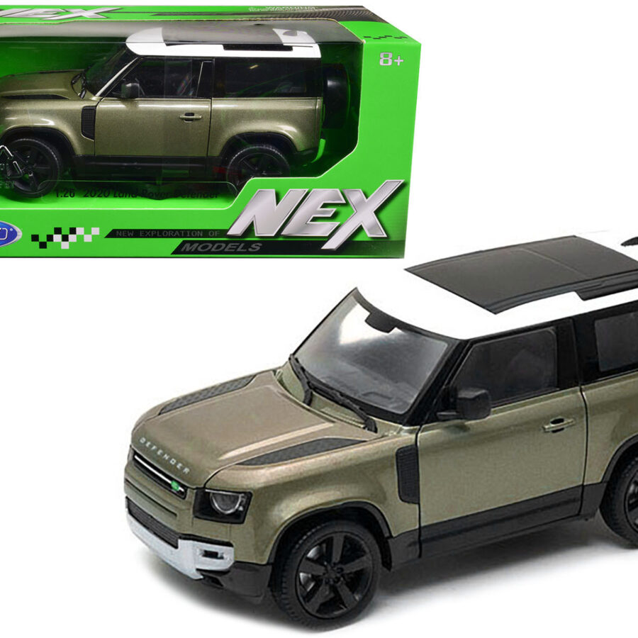 2020 Land Rover Defender Green Metallic with White Top "NEX Models" 1/26 Diecast Model Car by Welly Automotive