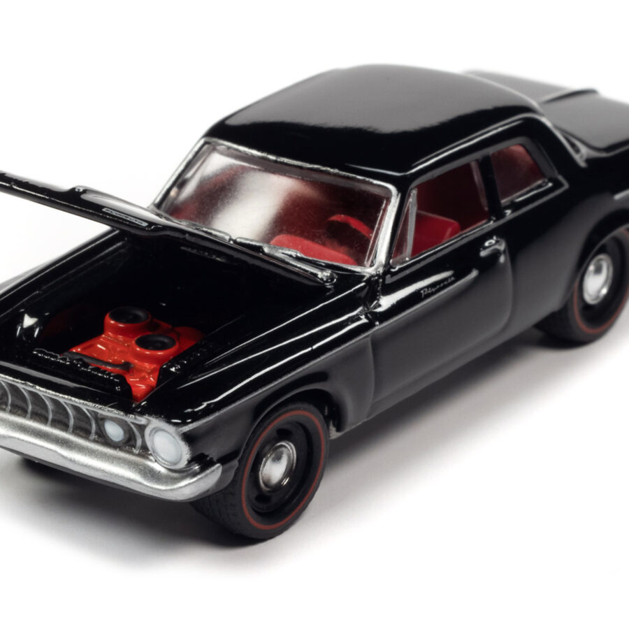 1962 Plymouth Savoy Max Wedge Silhouette Black with Red Interior "Classic Gold Collection" Series Limited Edition to 11880 pieces Worldwide 1/64 Diecast Model Car by Johnny Lightning Automotive