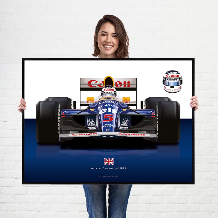 Nigel Mansell 1992 Williams Formula 1 racing car wall art poster print from the Nigel Mansell store collection.