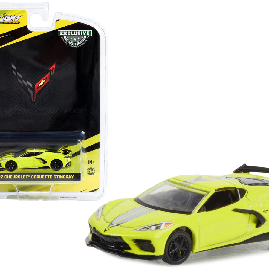 2022 Chevrolet Corvette C8.R Stingray Accelerate Yellow with Silver Stripes "2022 IMSA GTLM Championship Edition" "Hobby Exclusive" Series 1/64 Diecast Model Car by Greenlight Automotive