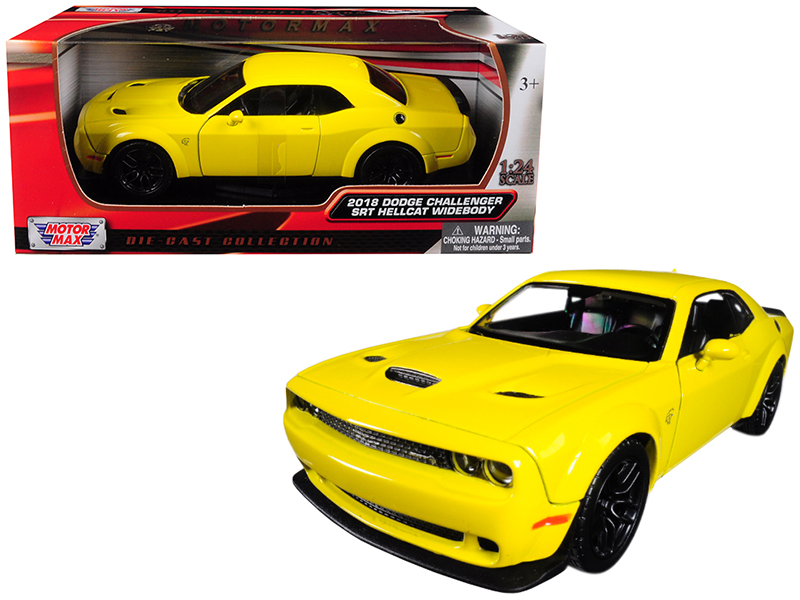 2018 Dodge Challenger SRT Hellcat Widebody Yellow 1/24 Diecast Model Car by Motormax Automotive