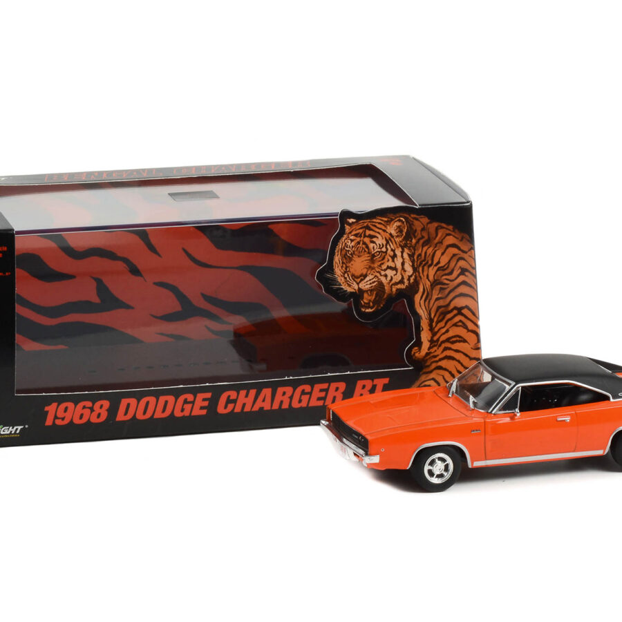 1968 Dodge Charger R/T Orange with Black Top and Tail Stripes "Bengal Charger" "Tom Kneer Dodge Cincinnati Ohio" 1/43 Diecast Model Car by Greenlight Automotive