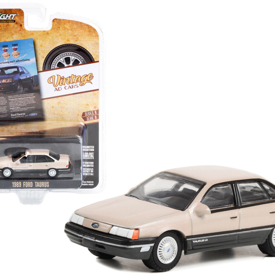 1989 Ford Taurus Beige "Some Of Our Best Advertising Isn't Advertising" "Vintage Ad Cars" Series 8 1/64 Diecast Model Car by Greenlight Automotive
