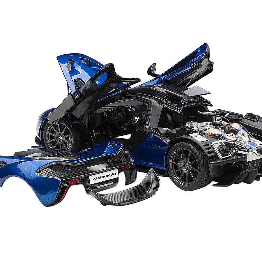 Mclaren P1 Azure Blue / Metallic Dark Blue and Carbon Fiber 1/18 Model Car by Autoart Automotive
