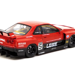 Nissan Skyline LB-ER34 Super Silhouette RHD (Right Hand Drive) #5 Wataru Kato "Liberty Walk" Red and Black "Hobby43" 1/43 Diecast Model Car by Tarmac Works  by Diecast Mania