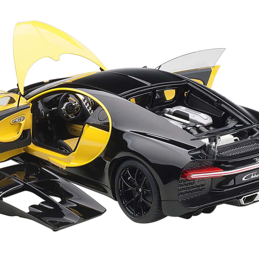Bugatti Chiron Jaune Molsheim Yellow and Nocturne Black 1/18 Model Car by Autoart Automotive