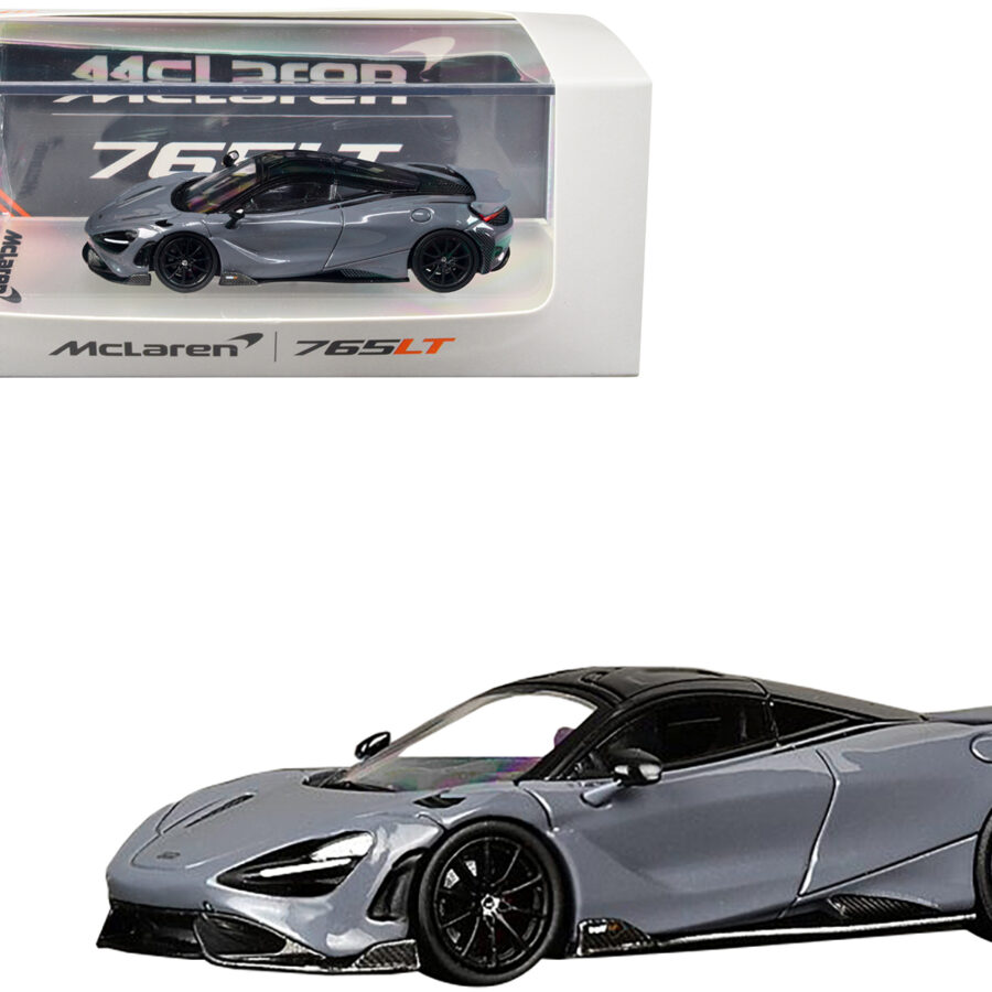 McLaren 765LT Gray with Black Top and Extra Wheels 1/64 Diecast Model Car by CM Models Automotive