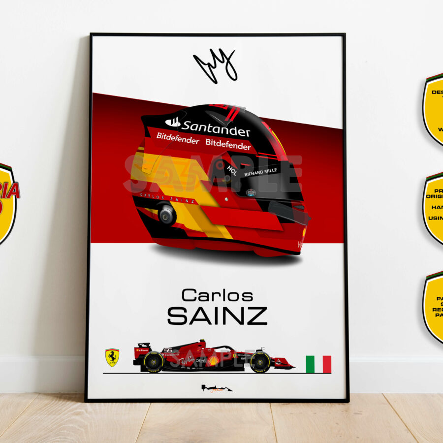 Carlos Sainz 2023 Helmet Print - Scuderia GP F1 Art