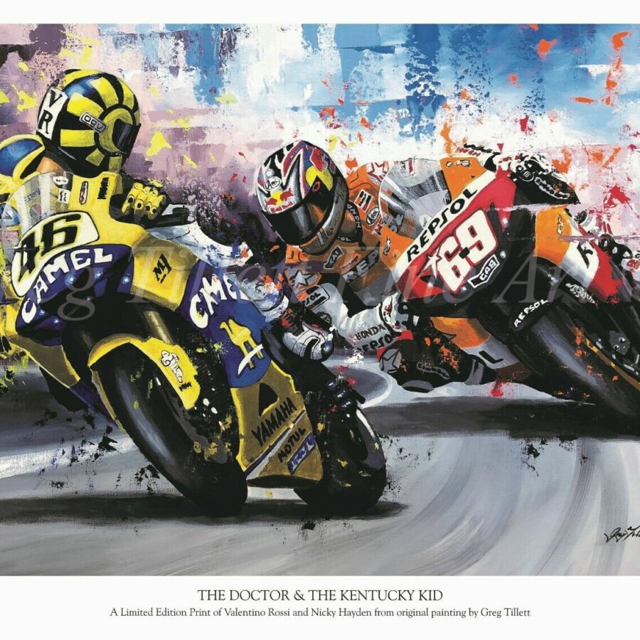 Valentino Rossi Nicky Hayden limited edition art print from an original painting by Greg Tillett MotoGP Poster (Copy) (Copy) (Copy) (Copy) (Copy) (Copy) (Copy) (Copy) MotoGP Art