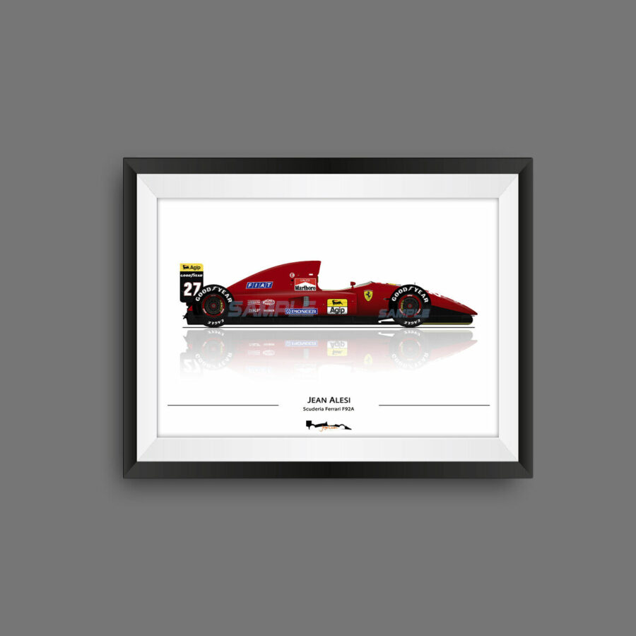Jean Alesi Ferrari F92 F1 Print - Scuderia GP Formula 1 Memorabilia