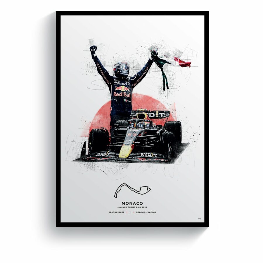 Limited Edition Sergio Perez Print : 2022 Formula 1 Monaco GP Formula 1 Memorabilia