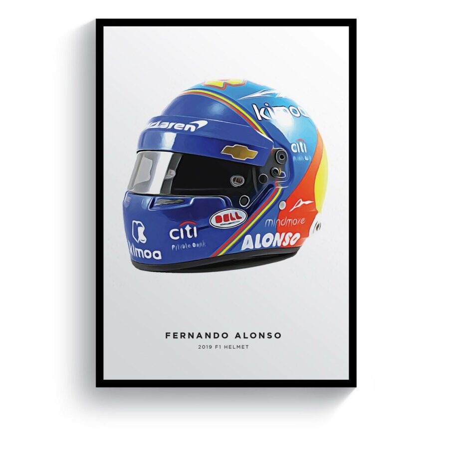 Fernando Alonso 2019 Formula 1 Helmet Print Fernando Alonso