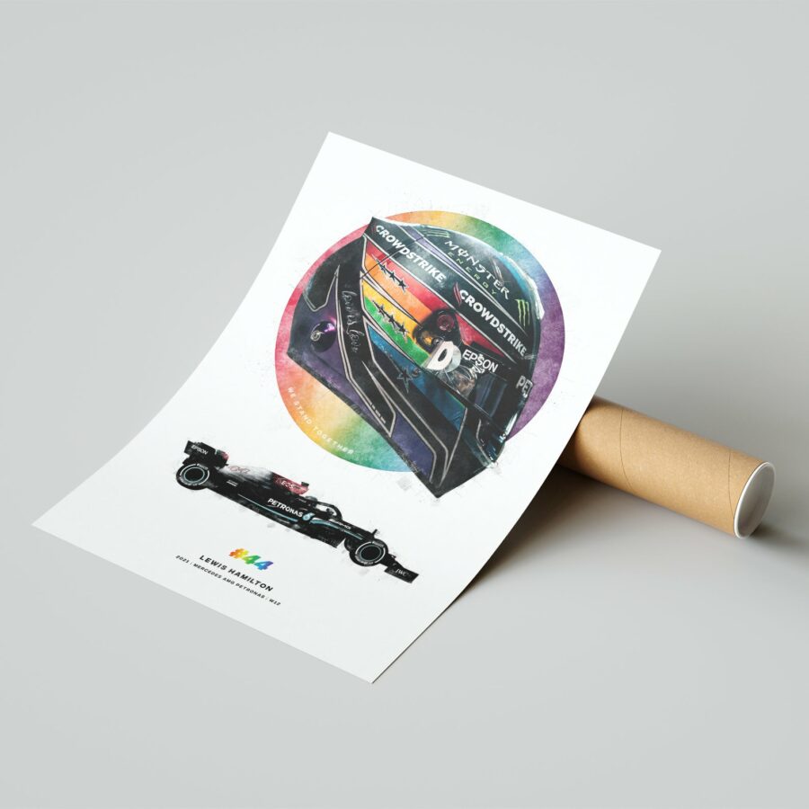 Lewis Hamilton Pride Helmet Mercedes | 2021 Formula 1 Print Formula 1 Memorabilia