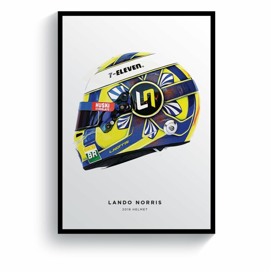 Lando Norris 2019 Formula 1 Helmet Print Formula 1 Memorabilia