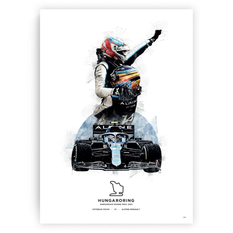 Limited Edition Esteban Ocon Hungarian GP Formula 1 Print Formula 1 Memorabilia
