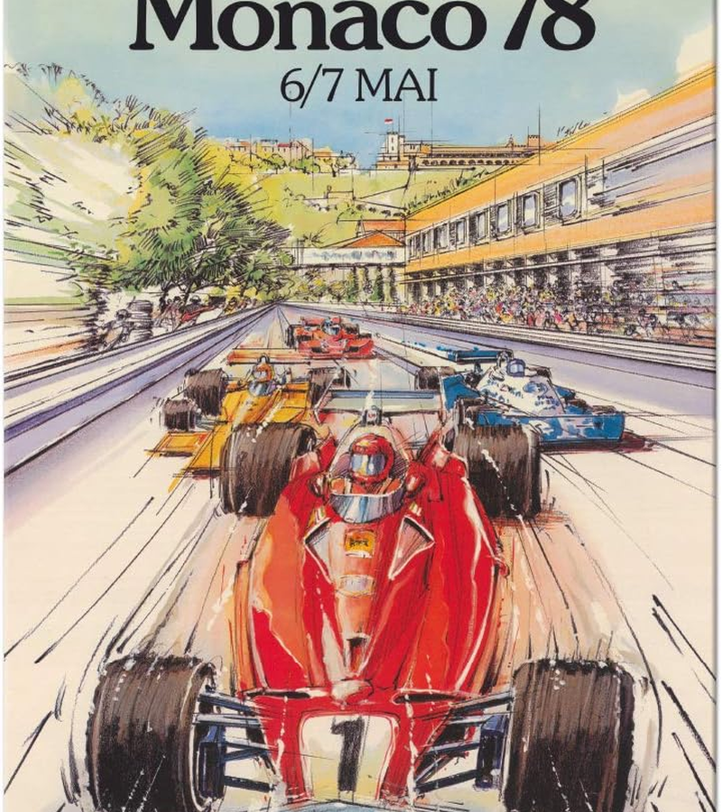 Pacifica Island Art Grand Prix Monaco 1978 - Formula One F1 Monaco - Vintage Car Racing Poster by Alain Giampaoli C.1978-8In X 12In Vintage Metal Tin Sign F1 Art