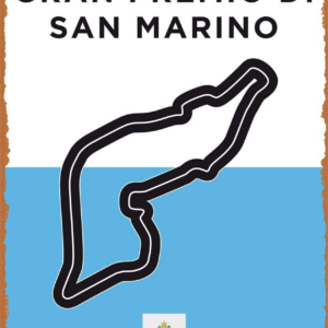 Vintage Look Metal Sign - F1 Racetrack Posters F1 Imola San Marino Track Minimal Metal Poster - 8 X 12 Vintage Look Tin Plate by Fanzi
