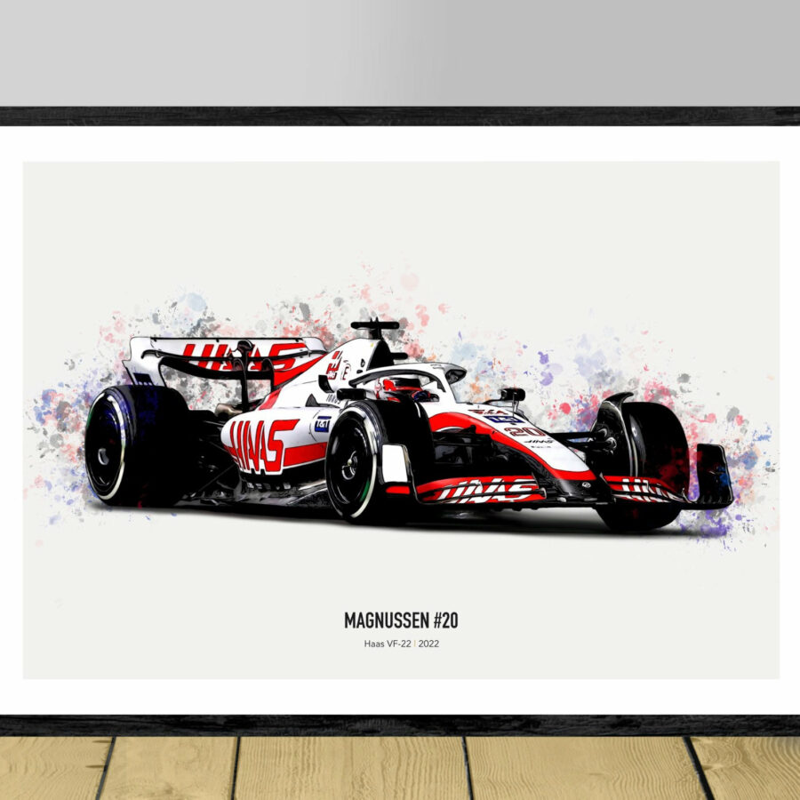 Magnussen Haas 2022 Formula 1 poster print, Kevin Magnussen poster, car poster, Formula 1 gift, Haas F1 poster, Haas poster Formula 1 Memorabilia