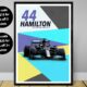 Mercedes F1 2021 W12 art poster print, Formula 1 poster, Lewis Hamilton poster, Mercedes Poster