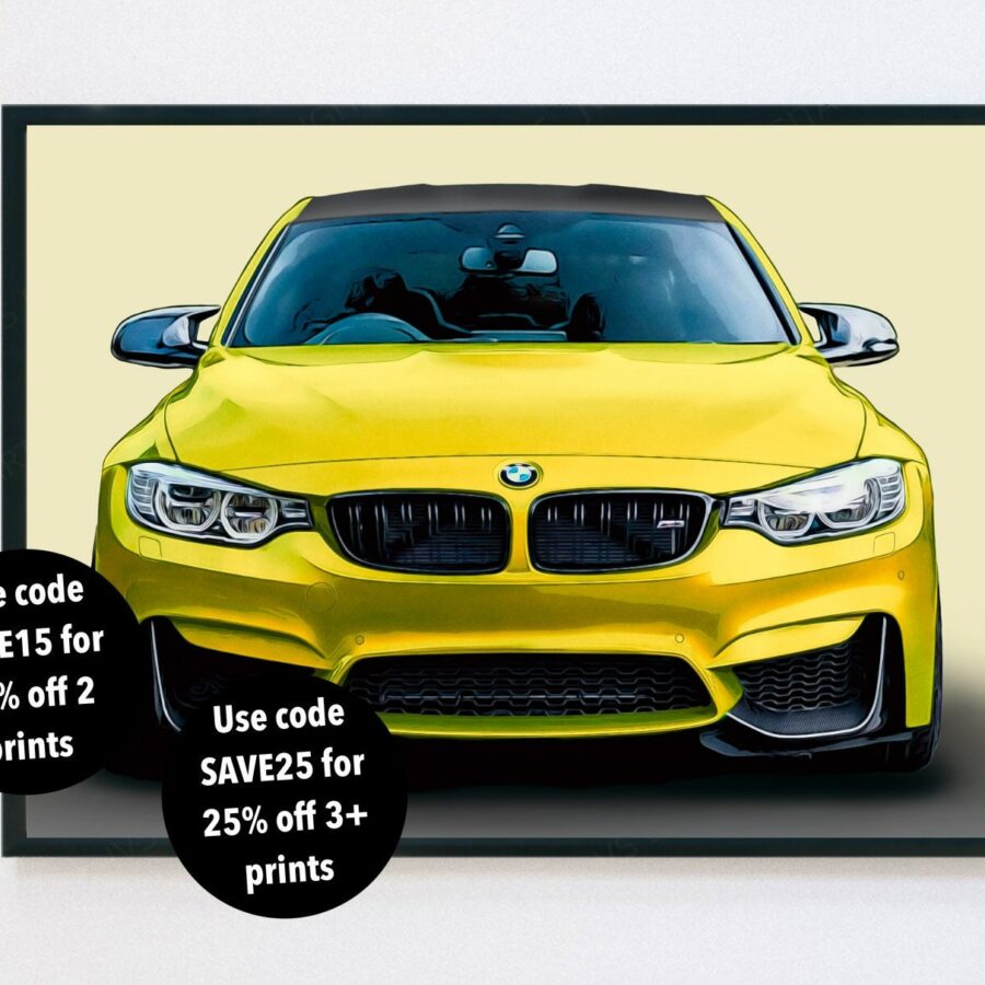 BMW M3 poster print, choose from 6 colours, BMW poster, M3 print, car poster, supercar poster BMW