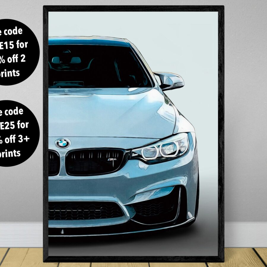 BMW M4 poster print, BMW poster, M4 print, car poster, supercar poster 3 BMW
