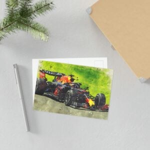 Max Verstappen F1 Fan Art - Postcards from the Sports Car Racing Birthday Cards store collection.