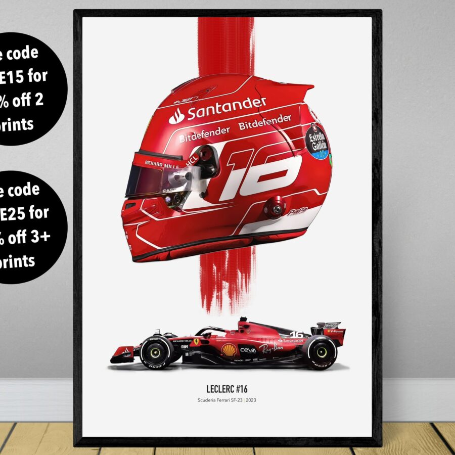 Leclerc 2023 Ferrari F1 Helmet art poster print, Formula 1 poster, Charles Leclerc poster, Ferrari Poster, Formula 1 gift, Ferrari F1 poster Charles Leclerc