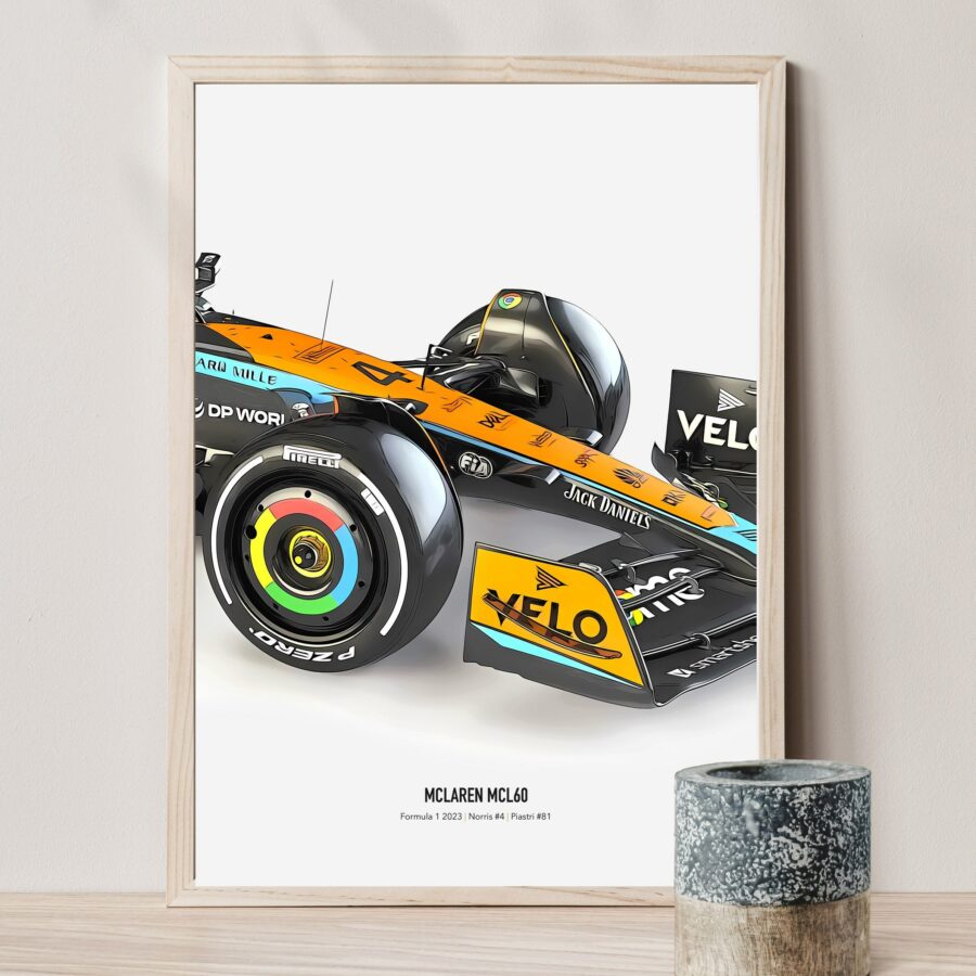 2023 Mclaren F1 MCL60 art poster print, Formula 1, Oscar Piastri poster, Lando Norris poster, Mclaren Poster wall art F1 wall art print Formula 1 Memorabilia