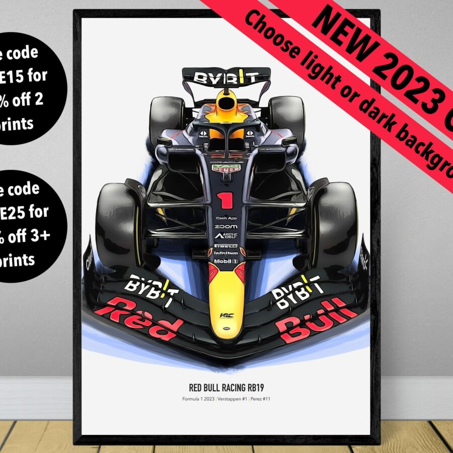 2023 Red Bull RB19 F1 poster print, Formula 1 poster, Verstappen poster, Perez Poster, Red Bull Poster, car poster, Formula 1 gift Formula 1 Memorabilia