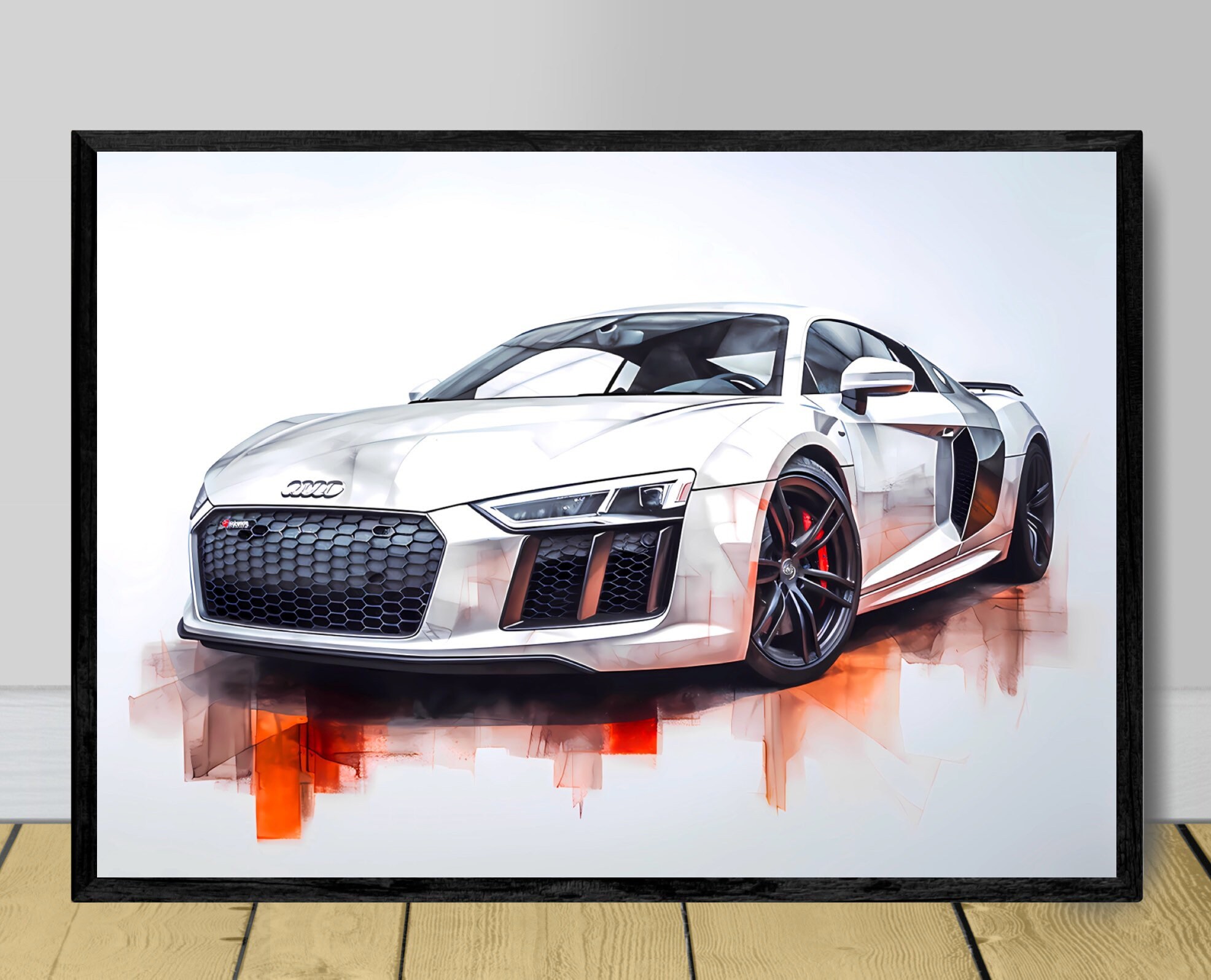 Audi R8 poster print, Audi R8 poster, Audi R8 print, car poster, supercar  poster, abstract car wall art