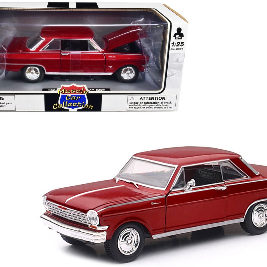 1964 Chevrolet Nova SS Burgundy "Muscle Car Collection" 1/25 Diecast Model Car by New Ray Automotive