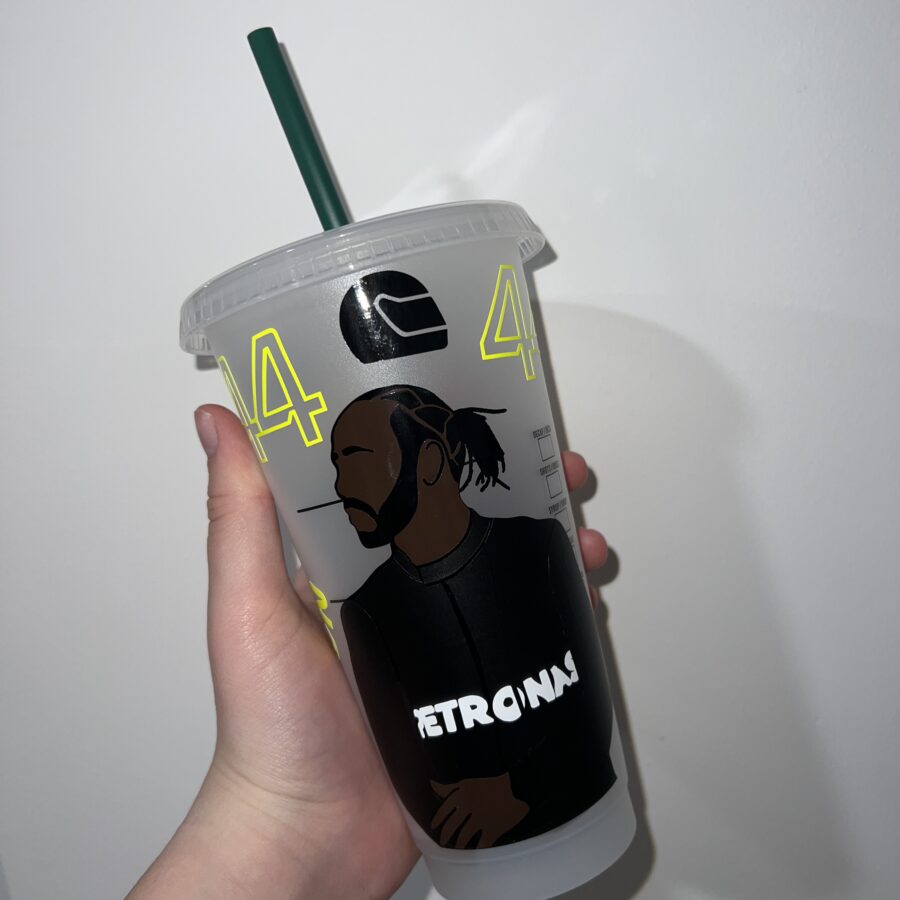 Lewis Hamilton inspired Starbucks tumbler. F1 Accessories
