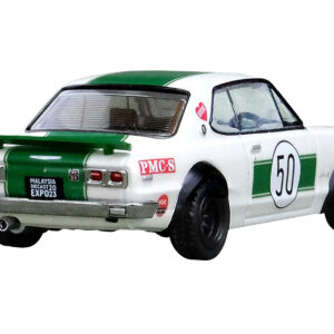 Nissan Skyline 2000 GT-R (KPGC10) #50 RHD (Right Hand Drive) White with Green Stripes "Malaysia Diecast Expo Event Edition" (2023) 1/64 Diecast Model Car by Inno Models  by Diecast Mania